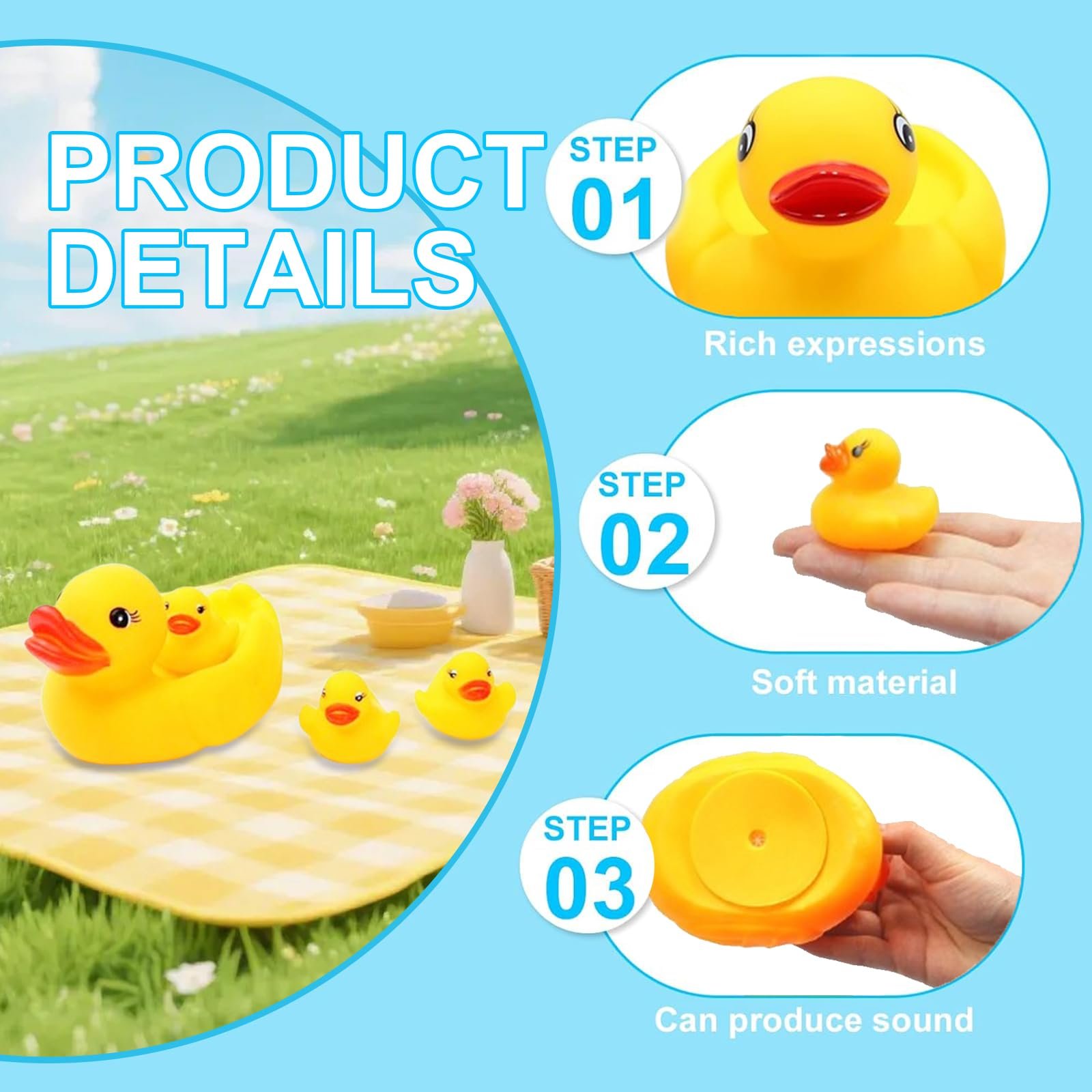 Набор игрушек для ванны Утка Резиновая Игрушка для ванны 4шт, фото №4