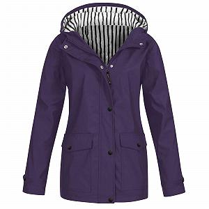 Куртка дощовик жіноча Generisch Великого Розміру Водонепроникна Легка з Капюшоном Вітрозахисна з Кишенями Softshell - Фото 1