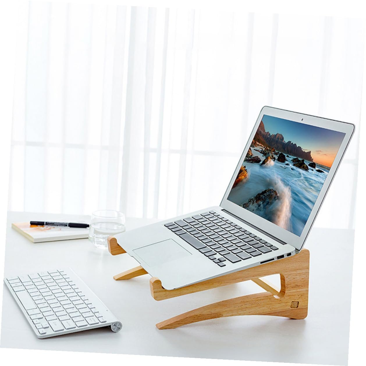 Підставка для ноутбука дерев'яна FRCOLOR для дому та офісу, тримач для клавіатури, ергономічна, фото №4 Підставка для ноутбука дерев'яна FRCOLOR для дому та офісу, тримач для клавіатури, ергономічна, фото №4
