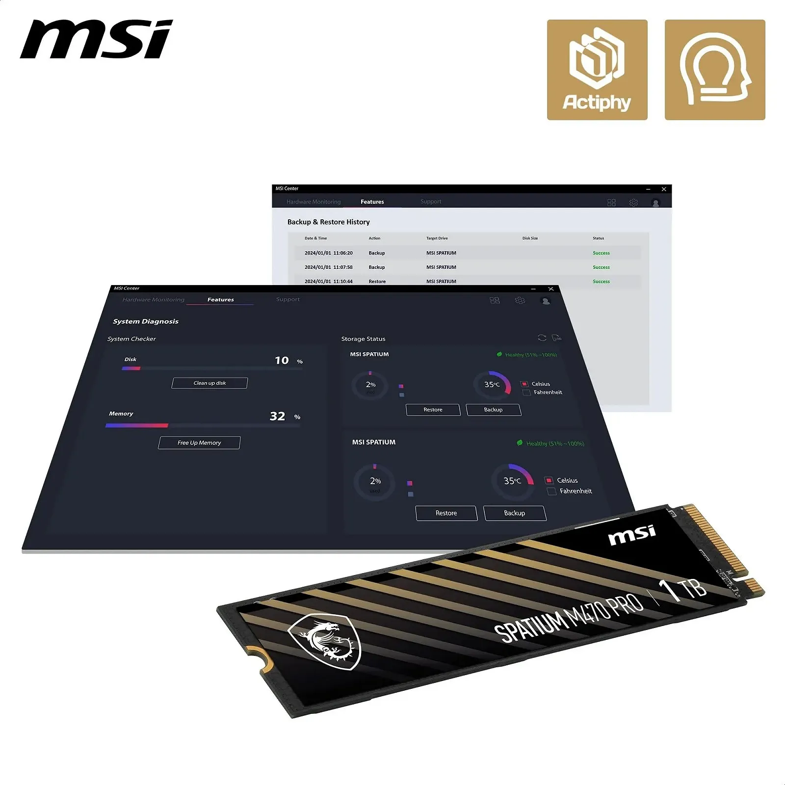 Внутрішній SSD-накопичувач MSI SPATIUM M470 PRO 1 TB PCIe 4.0 NVMe M.2 6000 MB/s, фото №8
