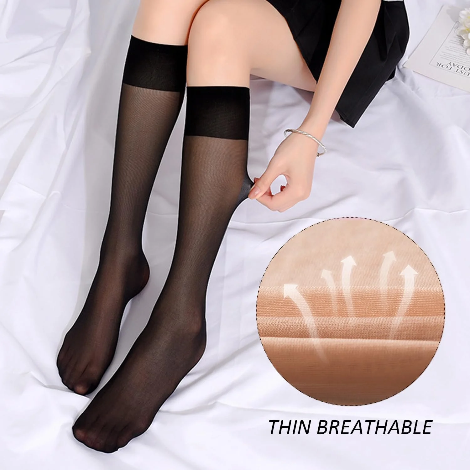 Півпанчохи 2 шт Модні жіночі шкарпетки до колін Тонкі прозорі, фото №3