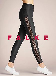 Женские непрозрачные блестящие черные леггинсы FALKE synthetic.ua - Фото 1