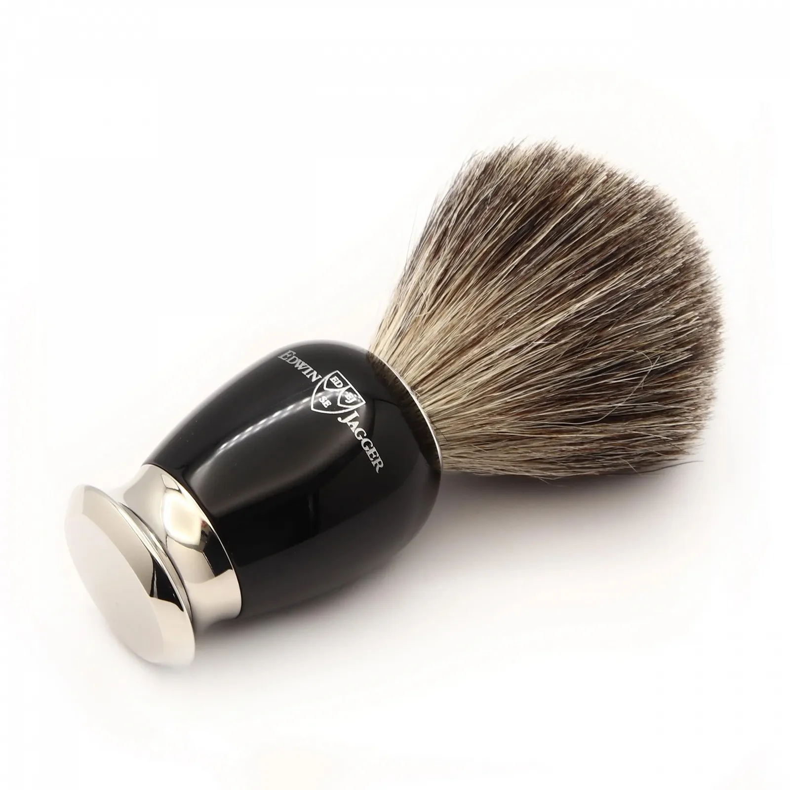 Помазок для бритья Edwin Jagger Pure Badger Imitation Ebony Nickel Plated, фото №3