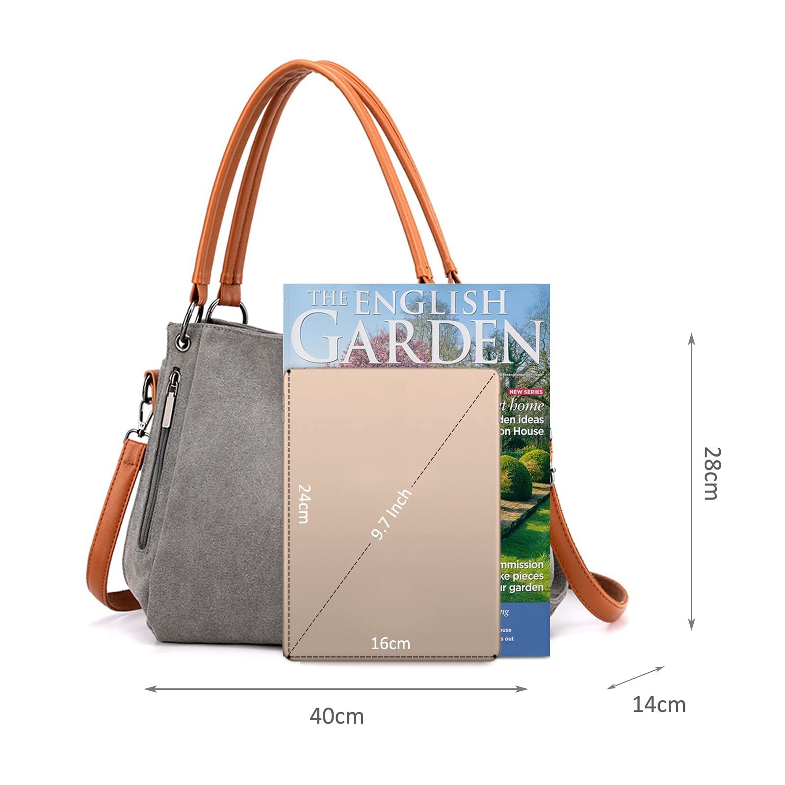 Сумка с ручками NICOLE & DORIS Холщовая Большая Серый, фото №5