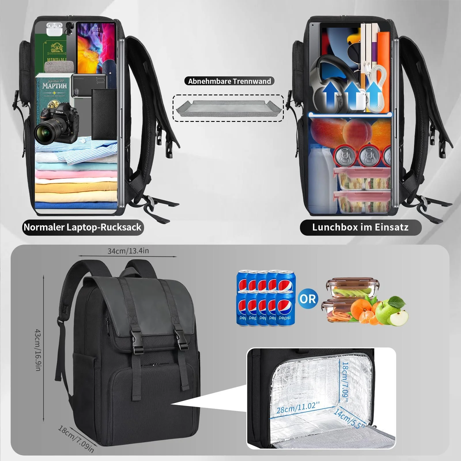 Рюкзак Bertasche Lunch 15.6 дюйма Black, фото №2 Рюкзак Bertasche Lunch 15.6 дюйма Black, фото №2