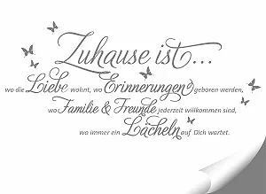 Наклейка на стіну W3482 Цитата "Zuhause ist wo die Liebe wohnt II" Німецька мова synthetic.ua - Фото 1