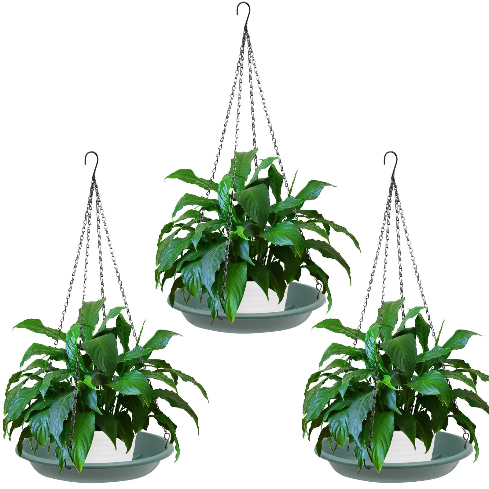 Підвісні кошики 3 шт. Пластикові 30 см Темно-зелені, фото №1 Підвісні кошики 3 шт. Пластикові 30 см Темно-зелені, фото №1