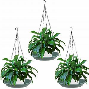 Підвісні кошики 3 шт. Пластикові 30 см Темно-зелені - Фото 1