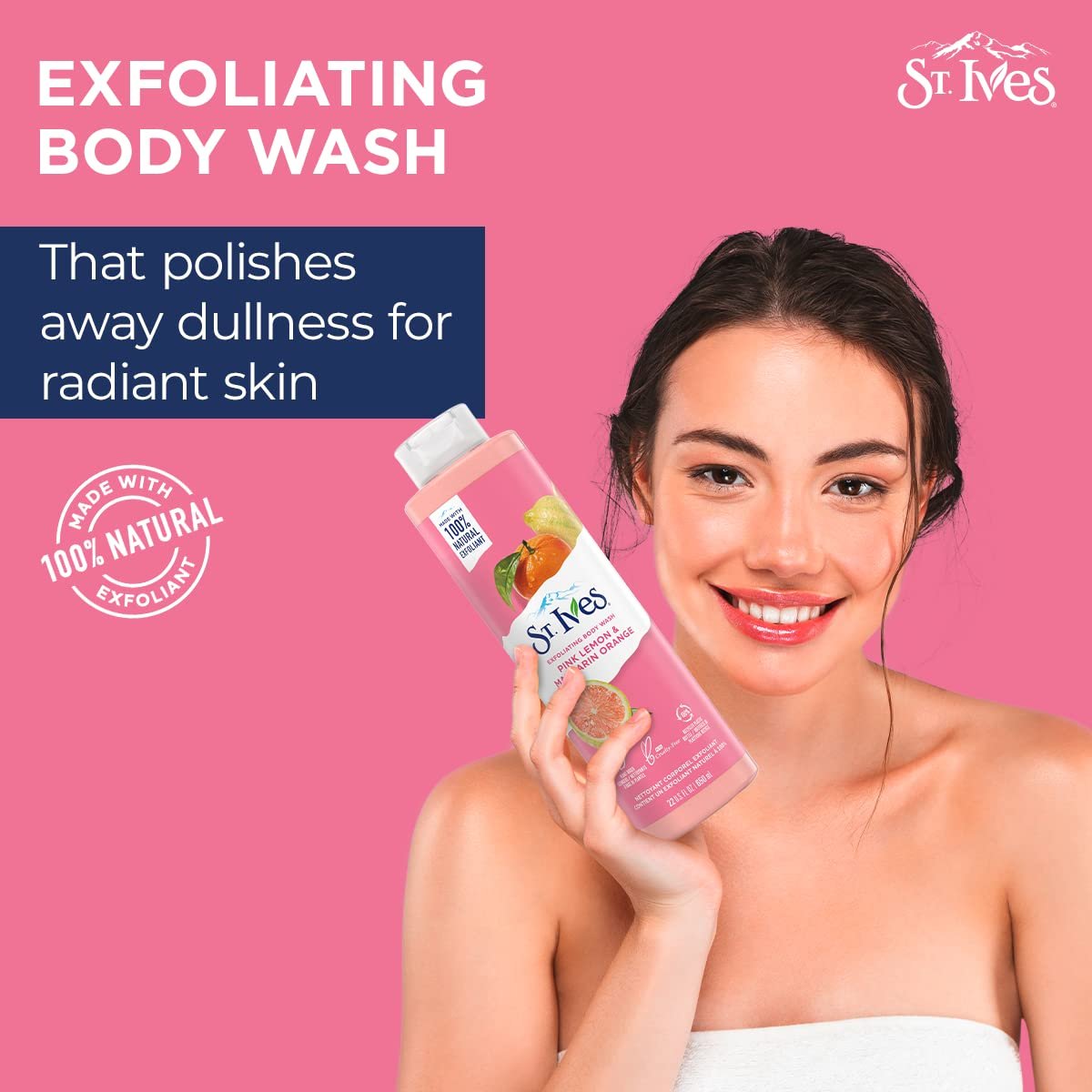 Гель для душа отшелушивающий St. Ives Radiant Skin Pink Lemon and Mandarin Orange 650 мл 473 мл, фото №10