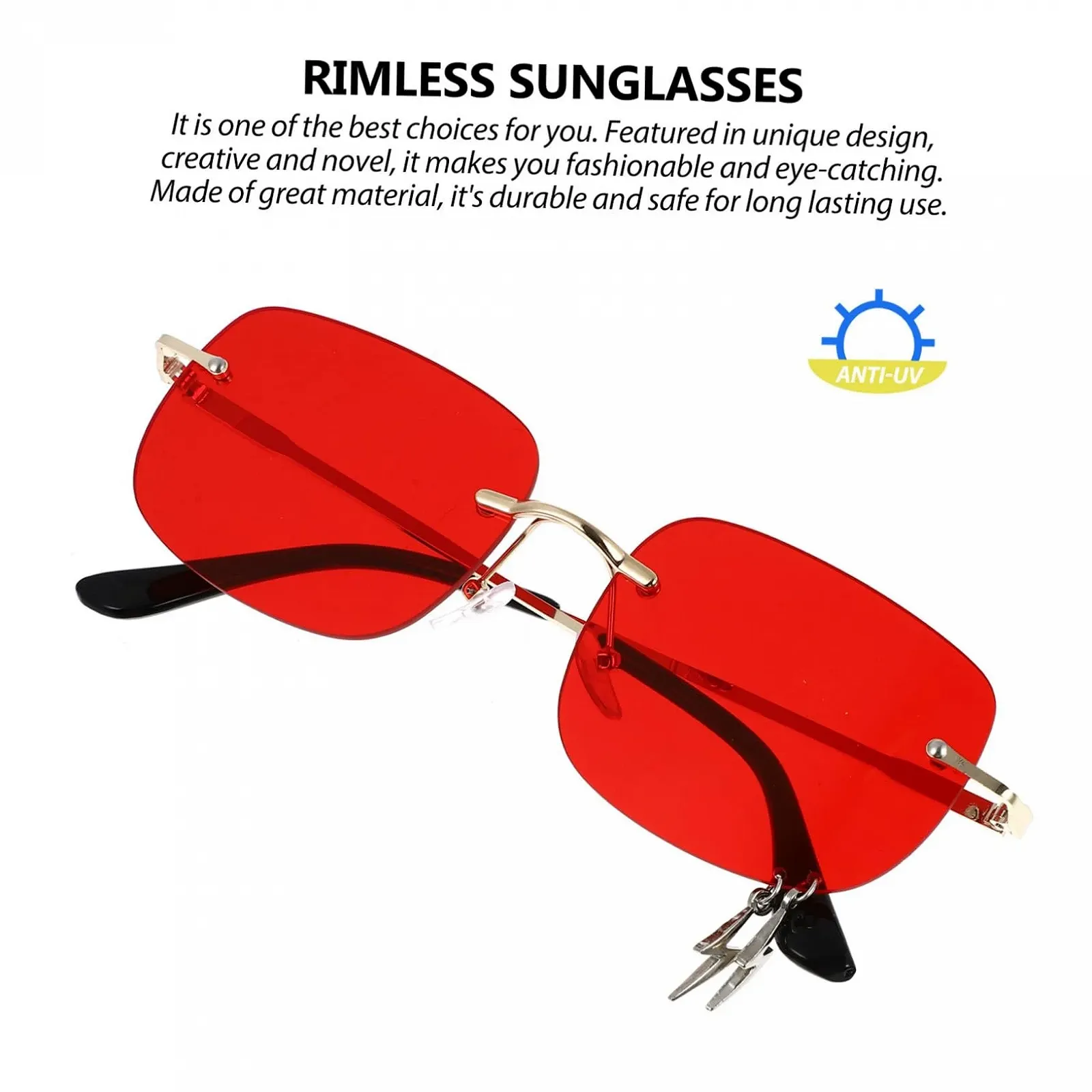 Сонцезахисні окуляри Без оправи PACKOVE 3 шт Метал Червоний, фото №2