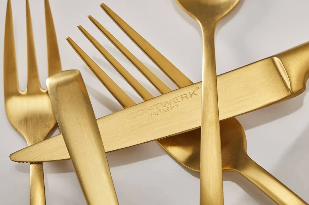 Набір столових приборів ECHTWERK Avelino Gold Edition, 20 предметів, до 4 осіб, нержавіюча сталь 18/10, матовий, фото №6