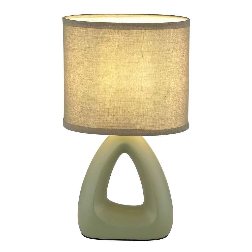Настольная лампа GLOBO Керамическая Текстильная 1x E14 17x10x30 см Зеленая Набор из 2 шт., фото №5