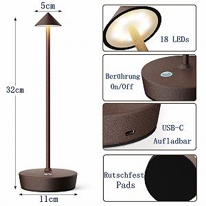 Настільна лампа Wireless IP54 LED 6000 mAh Акумуляторна (Комплект із 2 шт.) Колір іржі synthetic.ua - Фото 1