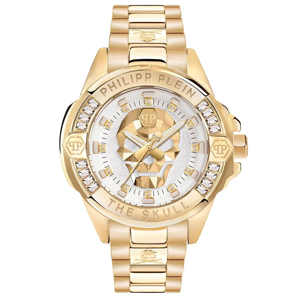 Часы Philipp Plein Унисекс Аналоговые Кварцевые The $Kull Золотой/Белый - Pwnaa0722, Браслет, фото №1 Часы Philipp Plein Унисекс Аналоговые Кварцевые The $Kull Золотой/Белый - Pwnaa0722, Браслет, фото №1