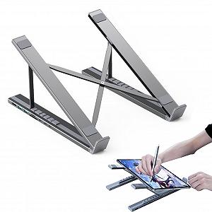 Подставка для ноутбука с регулируемой высотой, подставка для планшета, рабочая станция-хаб 8 в 1 с быстрой зарядкой и функцией охлаждения для ноутбука, ПК для дома - Фото 1