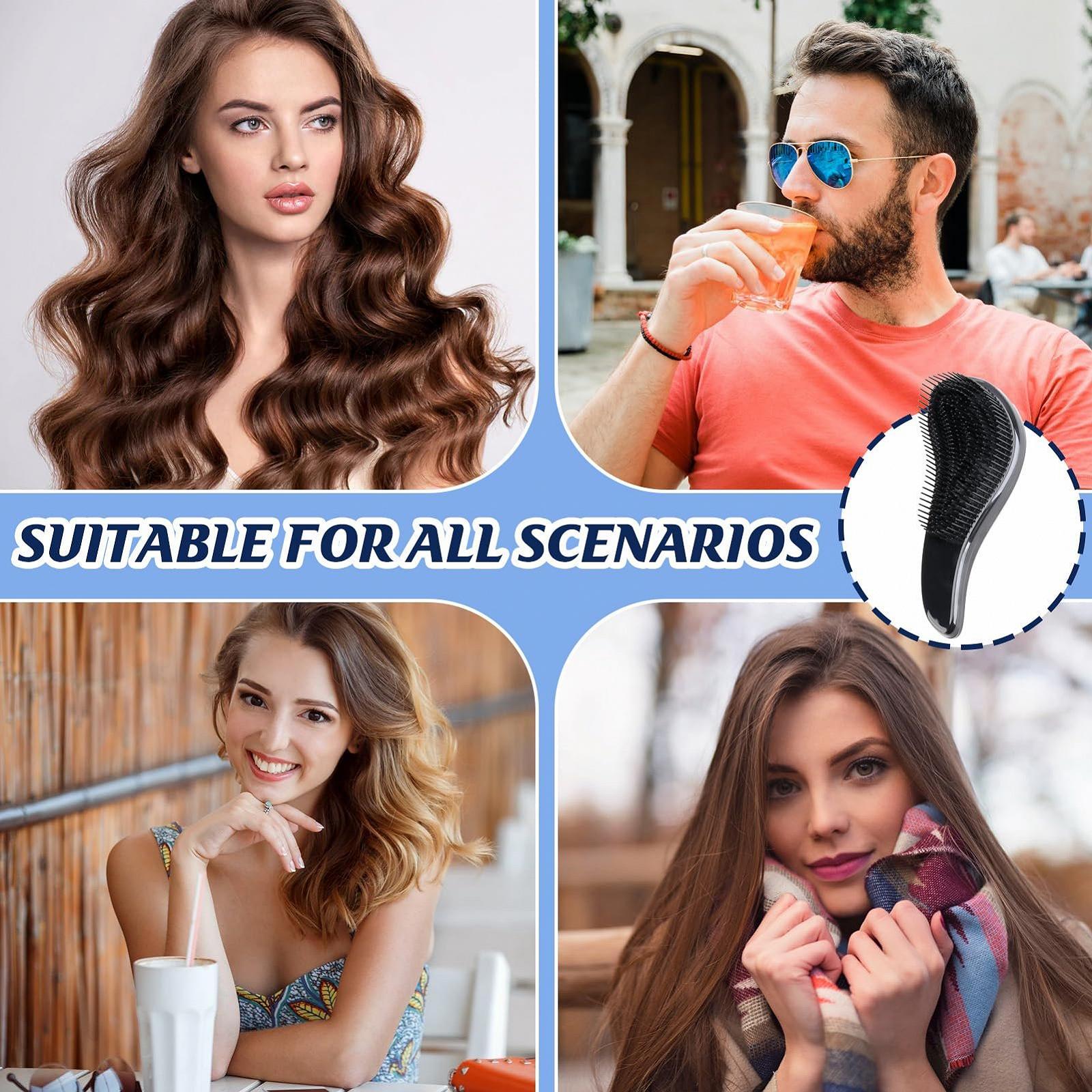 Щітка для волосся Professional Detangler Brush для розплутування волосся, зменшує втрату волосся, безболісний догляд, для всіх типів волосся, чорна, фото №4