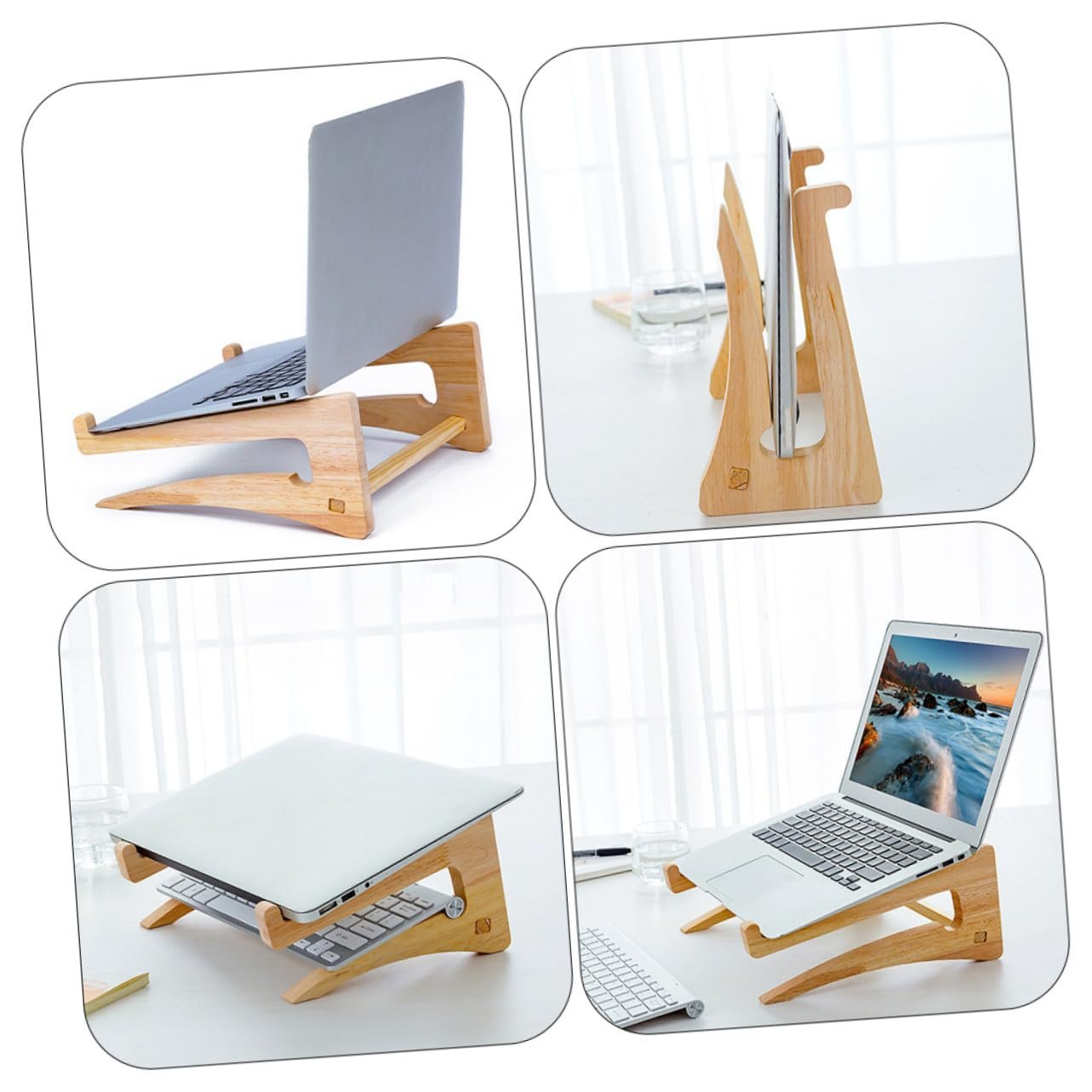 Подставка для ноутбука деревянная для стола с улучшенным отводом тепла. Стабильная и прочная подставка для ноутбука. Многофункциональный держатель для ноутбука, планшета и книг в офисе., фото №2