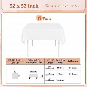 Скатертини квадратні Pack of 6 52 x 52 Inch поліестер білі synthetic.ua - Фото 1
