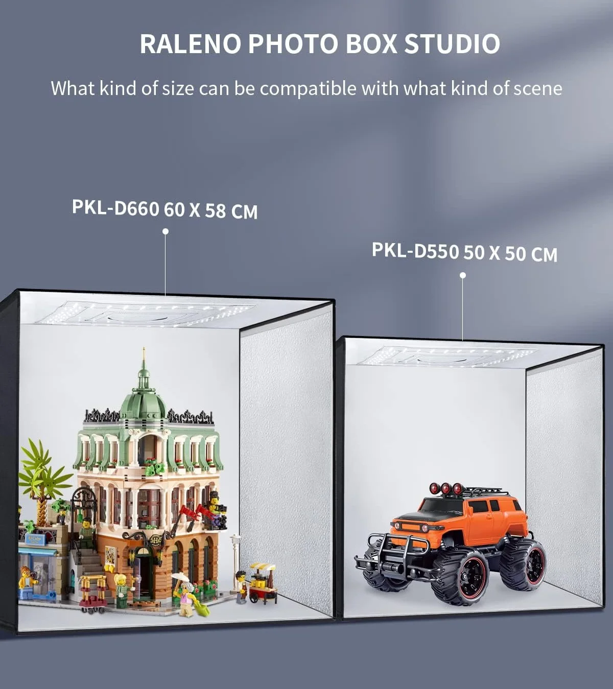 Фотобокс Raleno 60 см / 5500K / CRI 97 / 6 фонов / Черный, фото №6