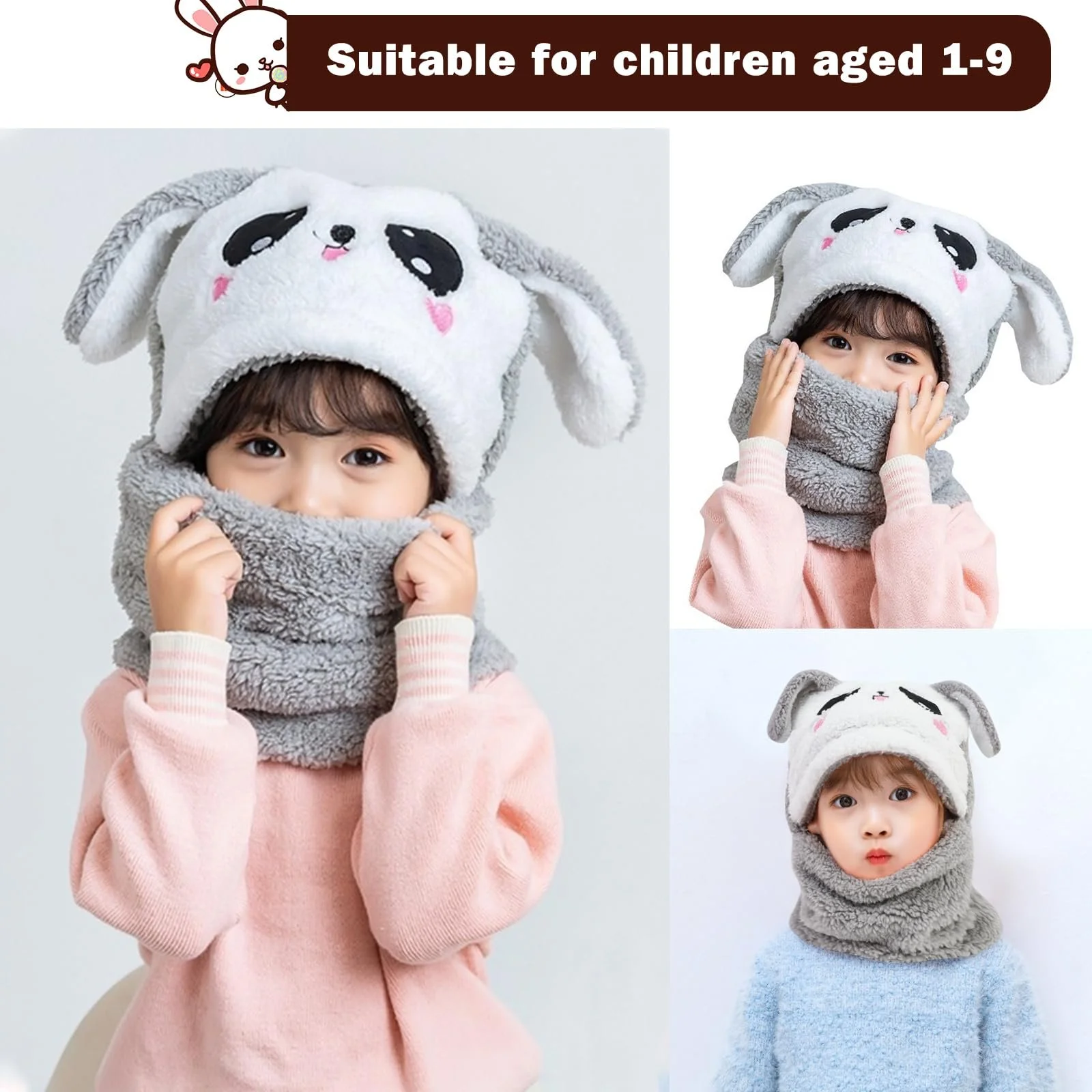 Дитяча зимова флісова термошапка-балаклава AYPOW для дітей, фото №2