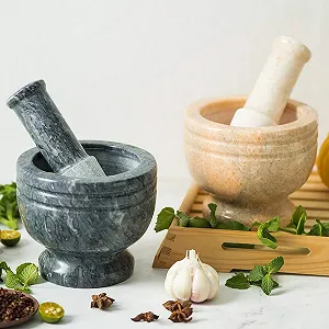 Ступка для спецій і перцю Robuste, мармуровий, сірий synthetic.ua - Фото 1