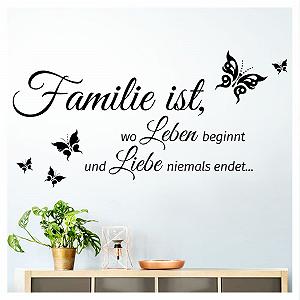 Наклейка на стіну Gran Dora W5457 "Family is Where Life Begins And Love Never Ends" 80 x 40 см Чорний - Фото 1