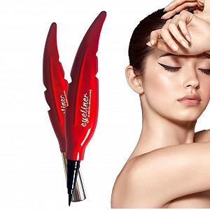 Підводка Idezek Super Slim Waterproof Durable Feather Eyeliner Stamp Pen для жінок, рідка, для макіяжу, чорна - Фото 1