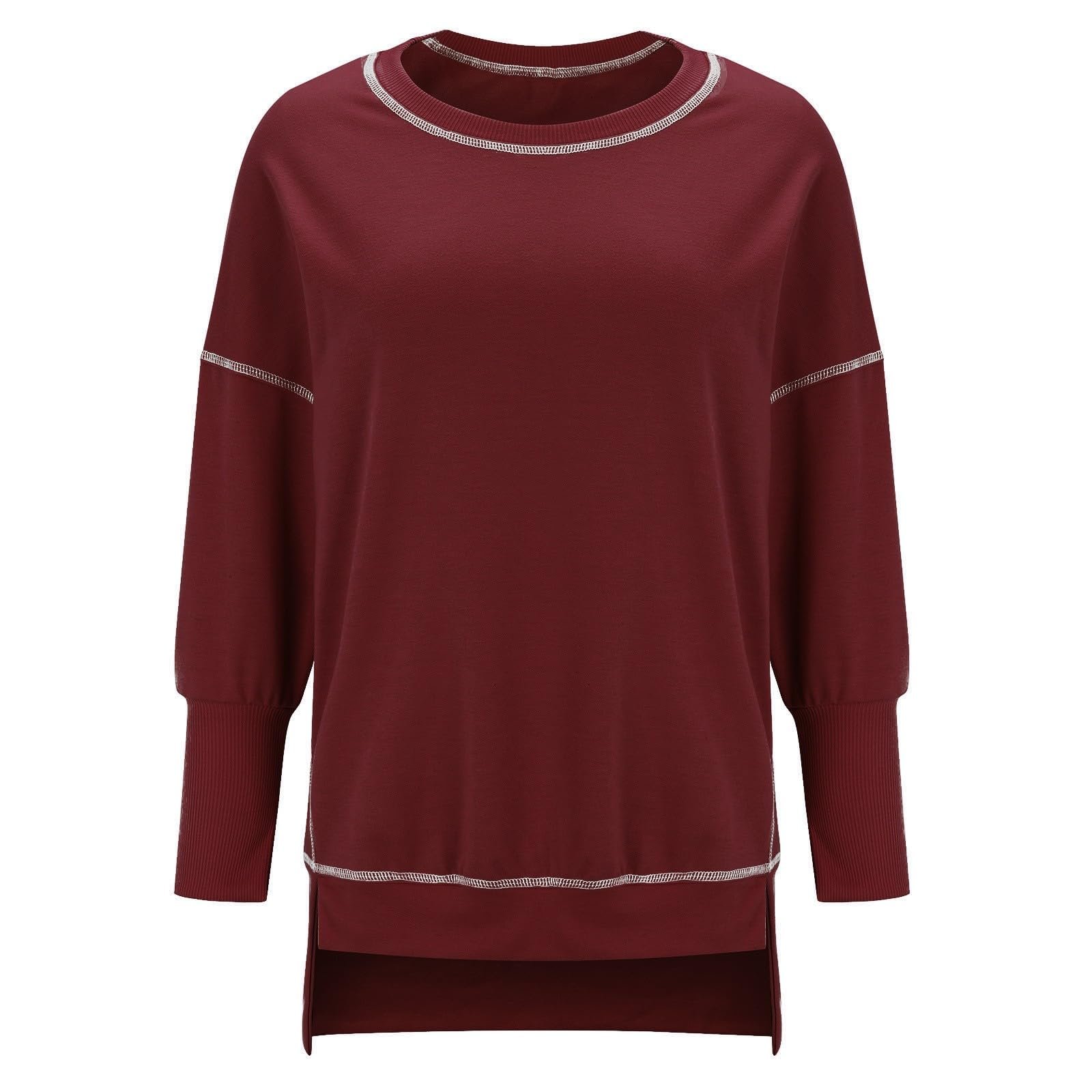 Женский рождественский свитшот 2024, праздничный флисовый топ, женский лонгслив, худи с круглым вырезом, свободный пуловер и блузка с боковым разрезом, фото №2