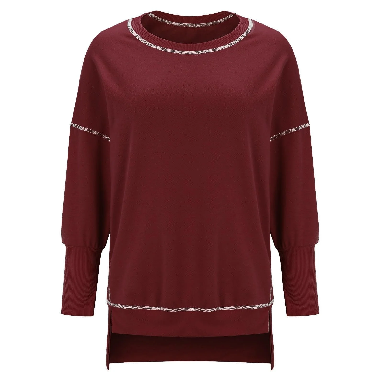 Женский рождественский свитшот 2024, праздничный флисовый топ, женский лонгслив, худи с круглым вырезом, свободный пуловер и блузка с боковым разрезом, фото №2