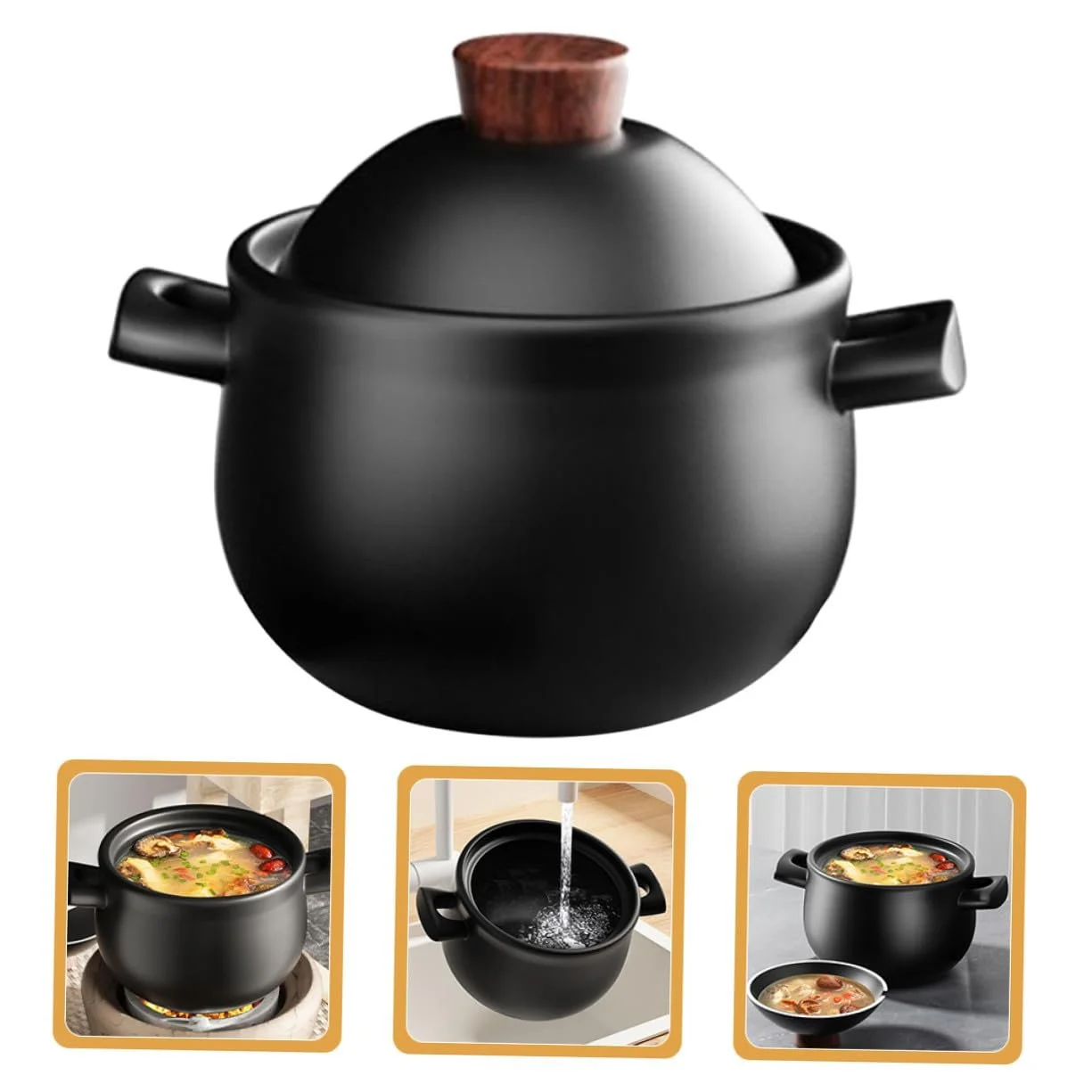 Кастрюля NOLITOY керамическая большая с крышкой для газовой плиты термостойкая антипригарная, фото №9