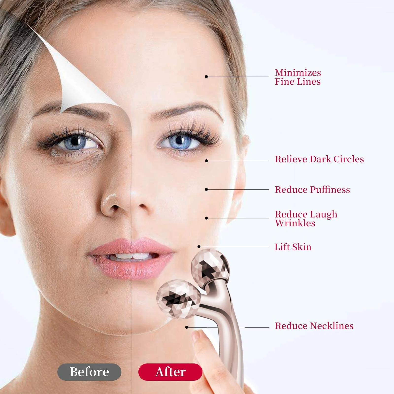 Масажер для обличчя 3D Irikdescia, ролик для обличчя з обертанням на 360°, фото №4