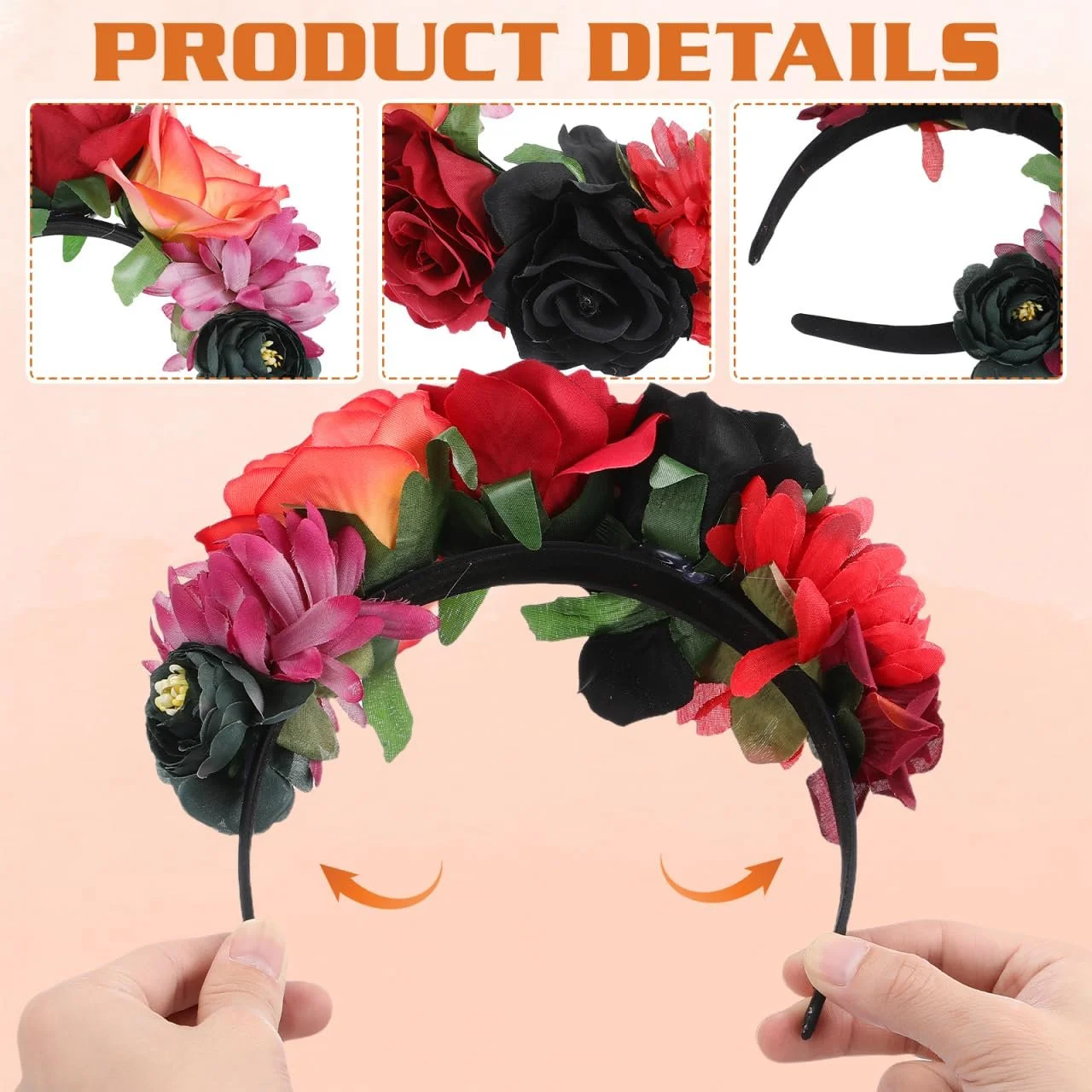 Обруч Квітка IMIKEYA Штучні Квіти, фото №7 Обруч Квітка IMIKEYA Штучні Квіти, фото №7