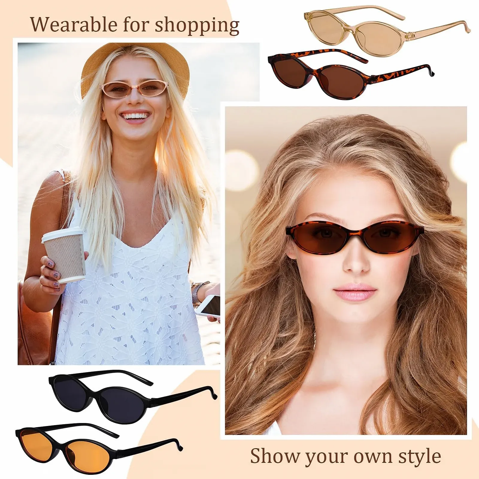 Солнцезащитные очки овальные Zuimei в стиле ретро 90-х, узкие, фото №3