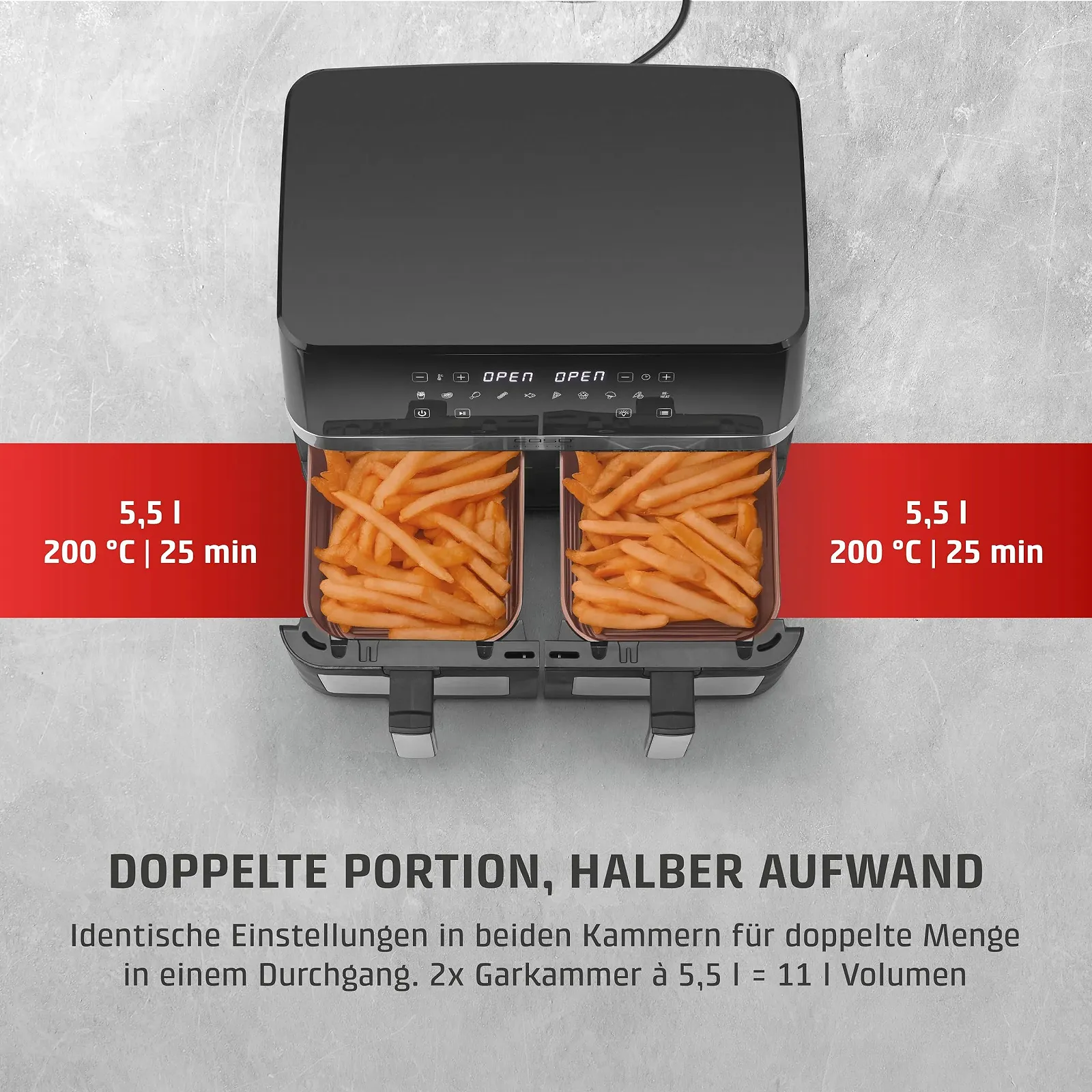 Мультипіч CASO AirFry DuoChef 14 л 10 програм Ceramic Coating 2-в-1, фото №6 Мультипіч CASO AirFry DuoChef 14 л 10 програм Ceramic Coating 2-в-1, фото №6