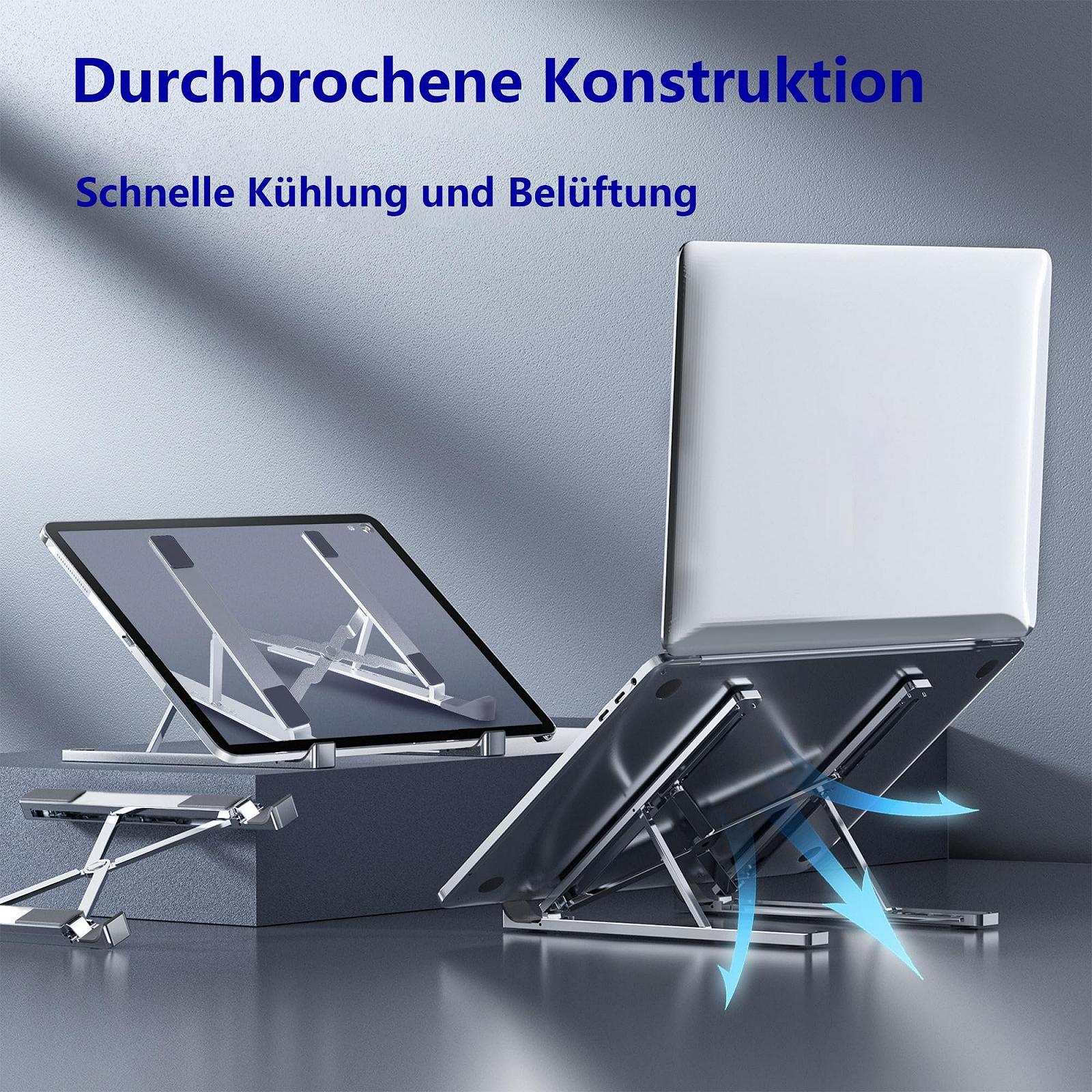 Підставка для ноутбука POWERSUP Регульована алюмінієва складна 10-16 дюймів Сріблястий-06, фото №2
