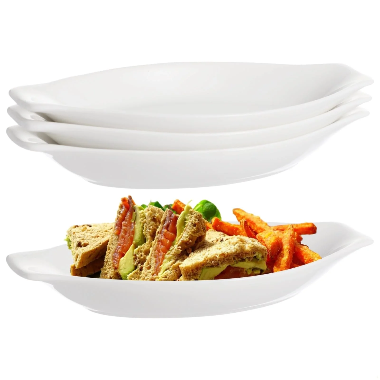 Набор форм для запекания керамических овальных 8" x 4" 4 шт с ручками, фото №1