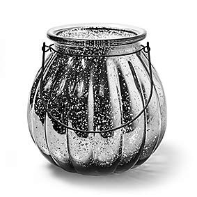 Ліхтар Pumpkin Pumpkin Candle Glass Lantern Середній Срібний Діаметр 18 см Висота 18 см Декоративне скло - Фото 1