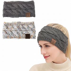 Купить Повязка на голову Вязаная Эластичная Темно-серый + Черный (2 шт) - Фото 1 Повязка на голову Вязаная Эластичная Темно-серый + Черный (2 шт) - Фото 1