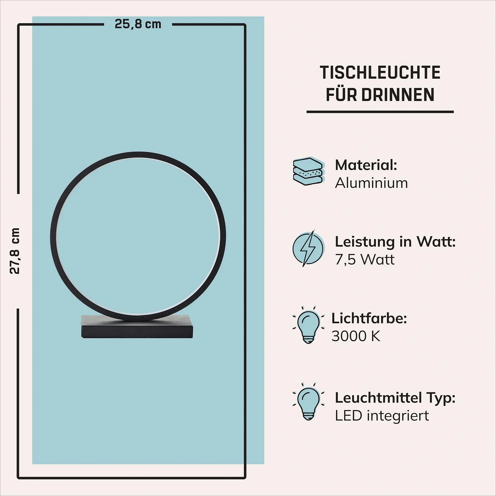 Настольная лампа Lightbox Modern LED лента 28x9x26 см 8 Вт 850 лм 3000 К алюминий черная, фото №2