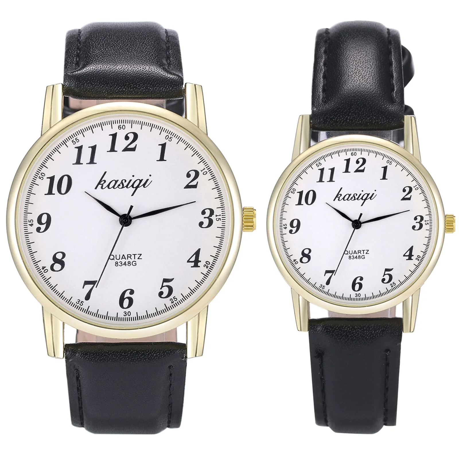 Парные часы Кварцевые Аналоговые часы для друзей JewelryWe Классические Простые Черный/Коричневый, фото №2 Парные часы Кварцевые Аналоговые часы для друзей JewelryWe Классические Простые Черный/Коричневый, фото №2
