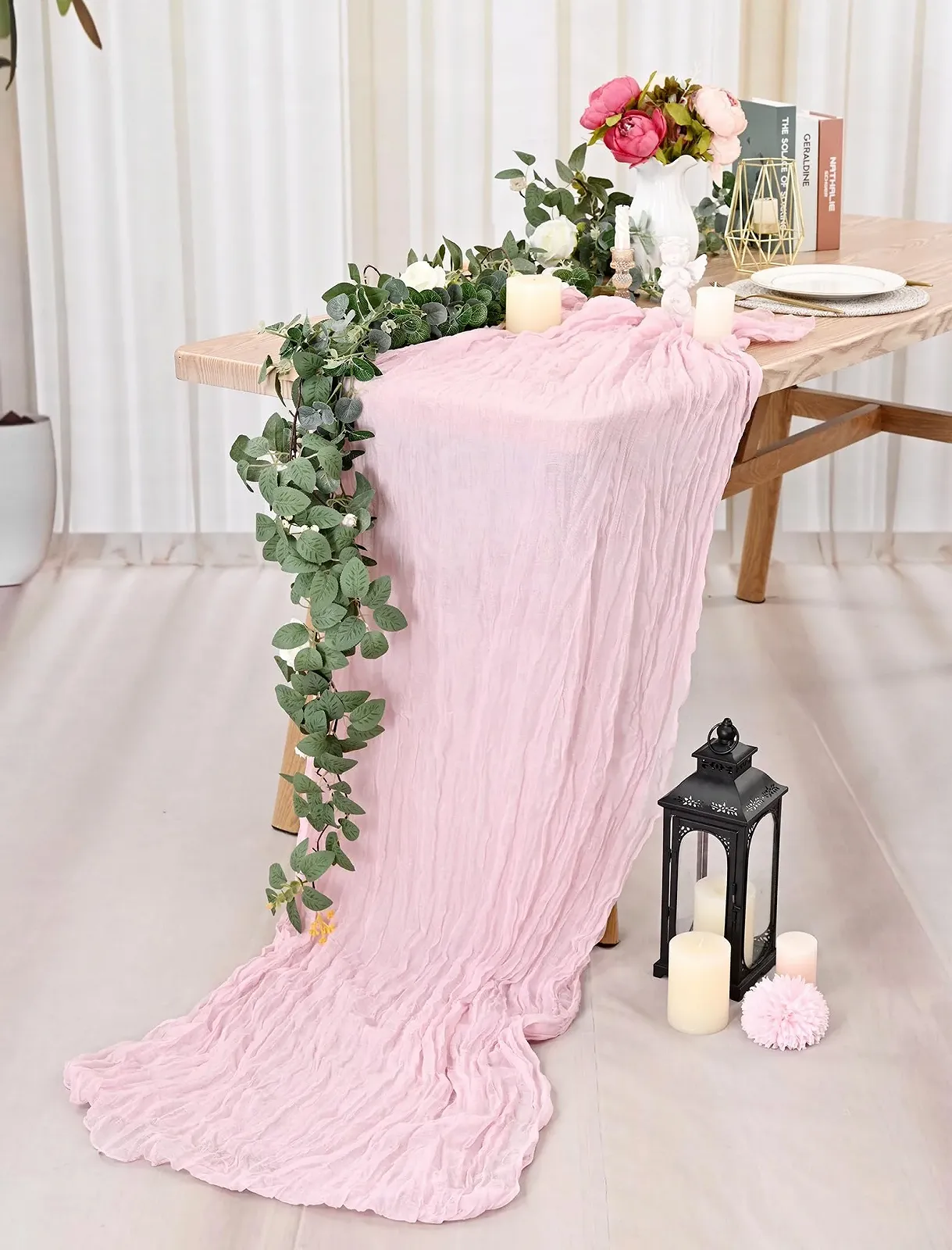 Ранер для столу марлевий Cheesecloth Pack of 3 90 x 300 см Ніжно-рожевий, фото №7 Ранер для столу марлевий Cheesecloth Pack of 3 90 x 300 см Ніжно-рожевий, фото №7