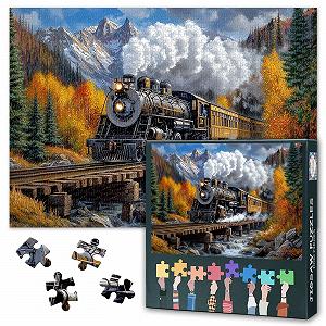 Пазл Vintage Steam Train Over Wooden Bridge 1000 елементів 70 x 50 см - Фото 1