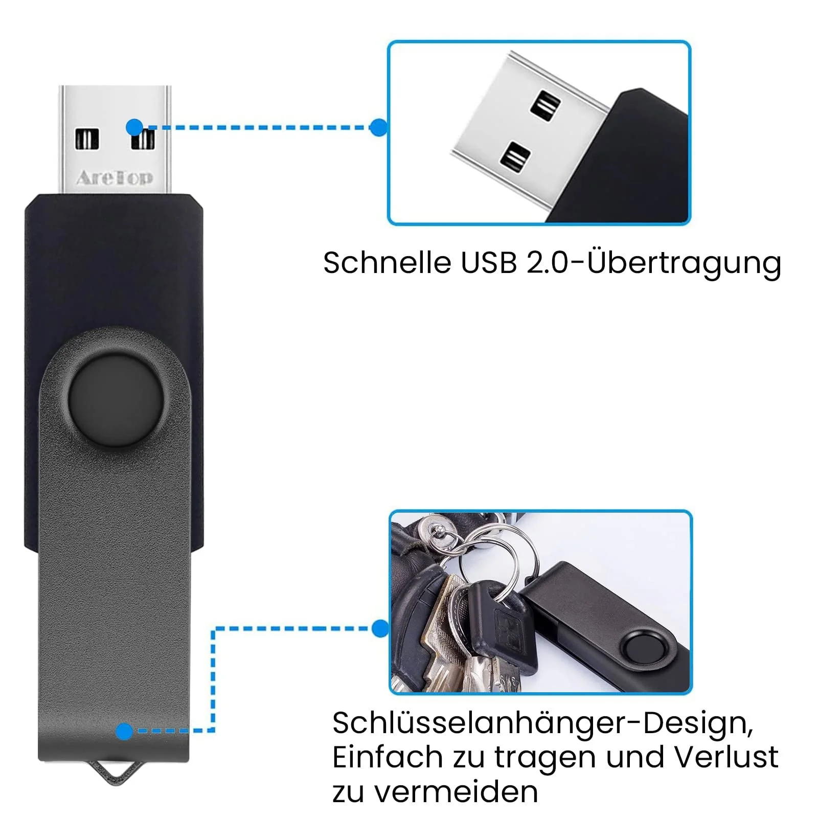 Набір USB-накопичувачів AreTop 10 шт. 8ГБ USB 2.0 10 кольорів, фото №4