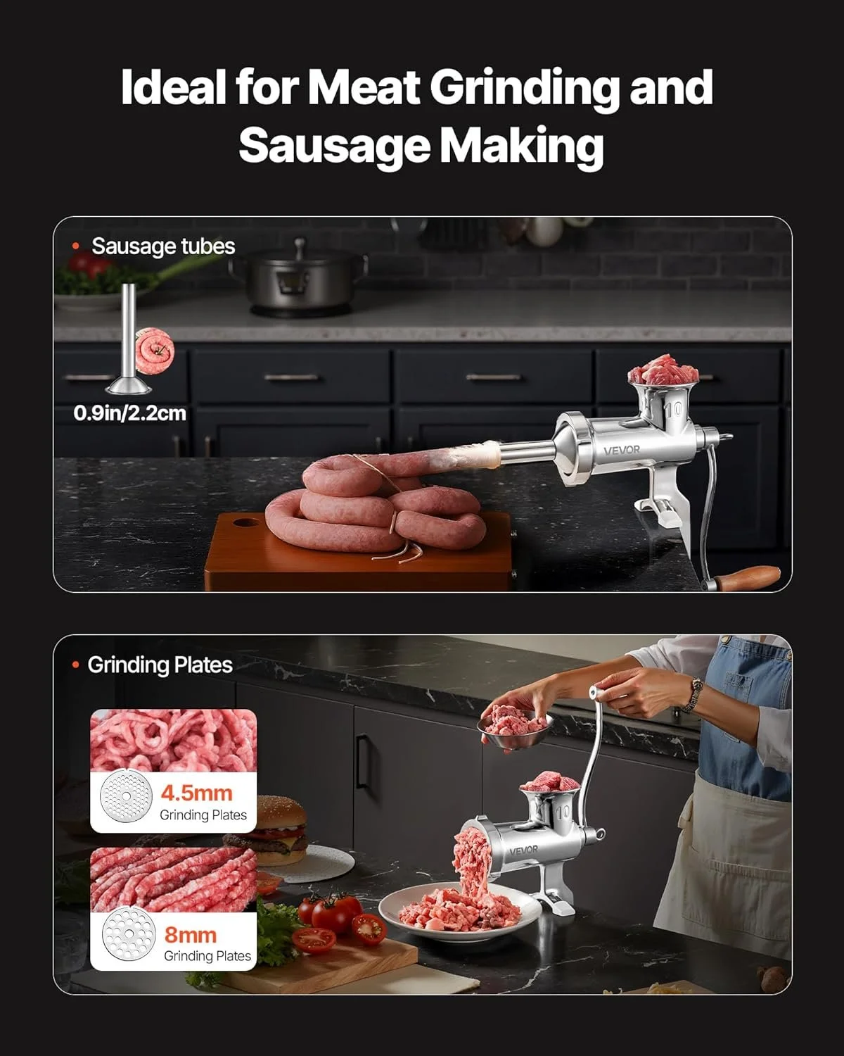 Ручна м’ясорубка VEVOR S#10 Silver, фото №5 Ручна м’ясорубка VEVOR S#10 Silver, фото №5