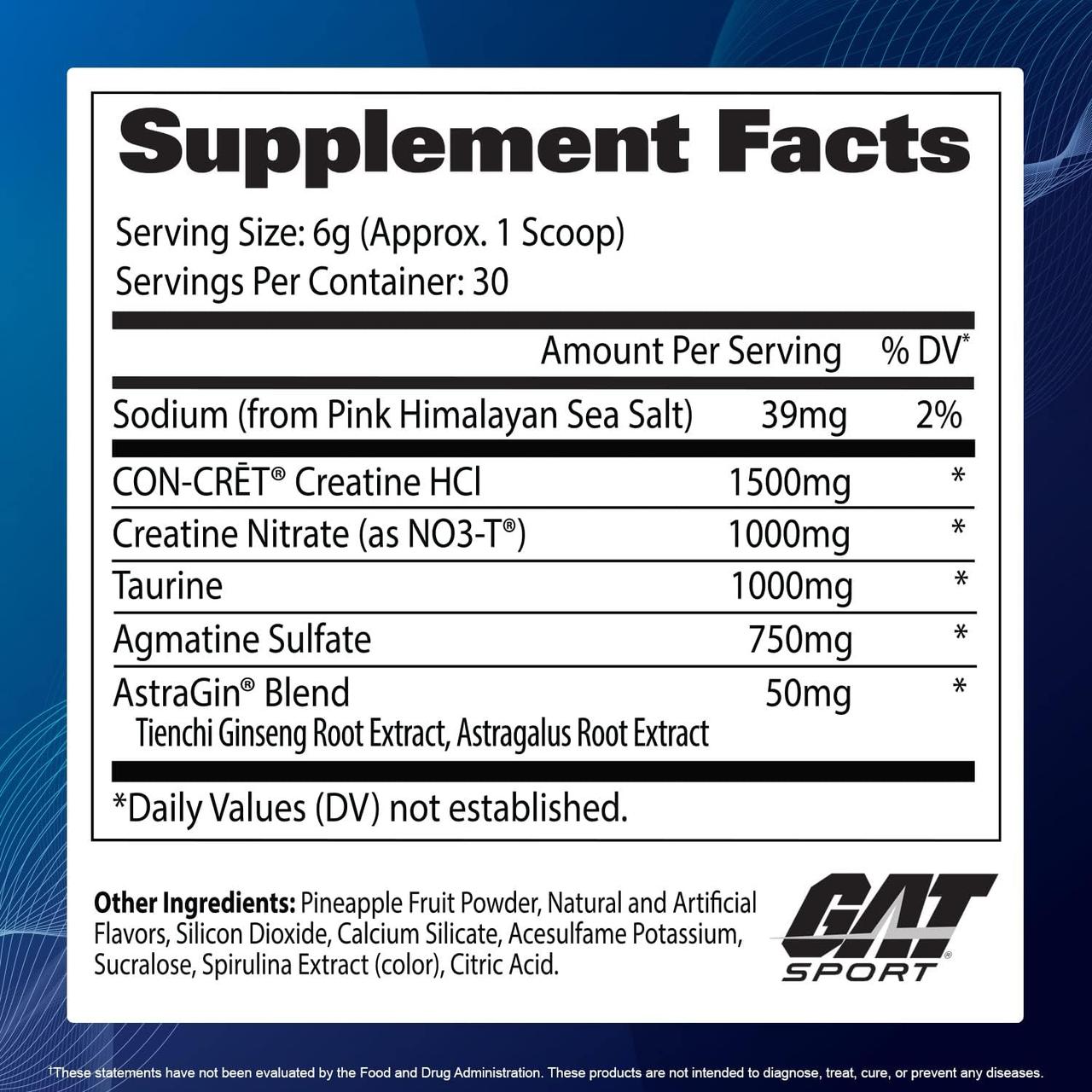 Креатин GAT Creatine HCI Ultra Performance Matrix 180 g Pink Lemonade, фото №2