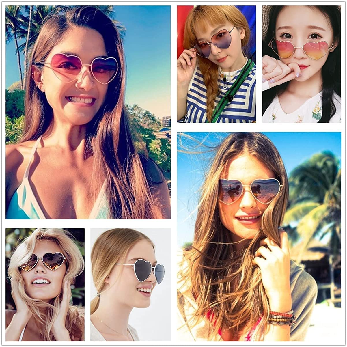 Сонцезахисні окуляри у формі серця KOMUNJ, 2 пари, ретро стиль, золота оправа, фото №4