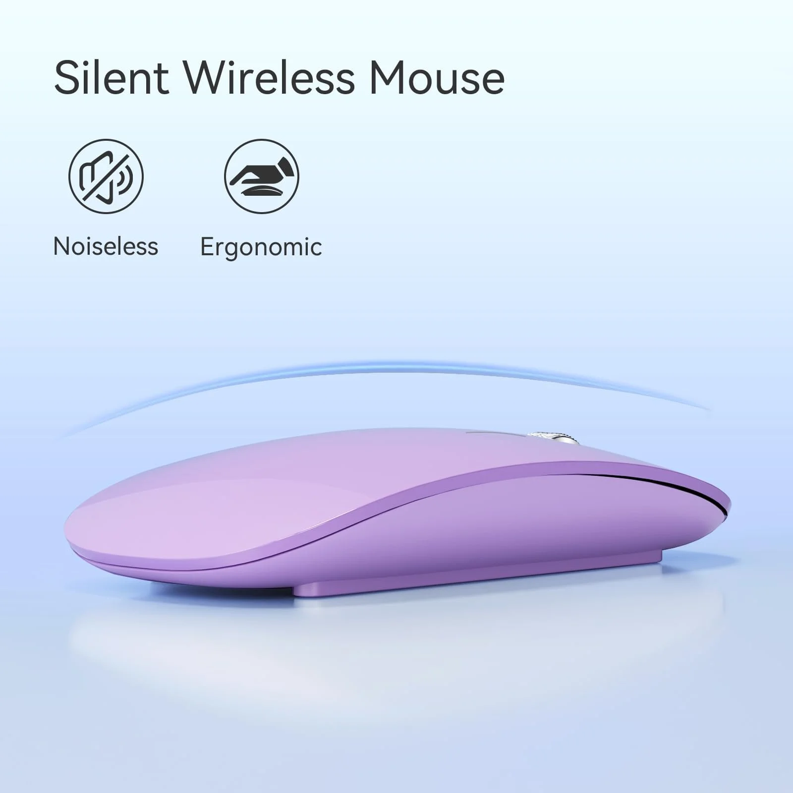 Миша Uiosmuph Бездротова Bluetooth з USB Nano Приймачем Tri-Mode (Dual Bluetooth 5.1 + 2.4GHz) Тиха Акумуляторна для Ноутбука, ПК, iPad, Mac Фіолетова, фото №6