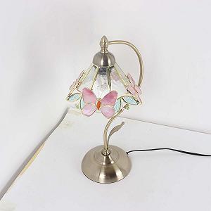 Стельовий світильник Bieye L31000 Tiffany вітражне скло метелик квітка рожевий 21.8 см synthetic.ua - Фото 1