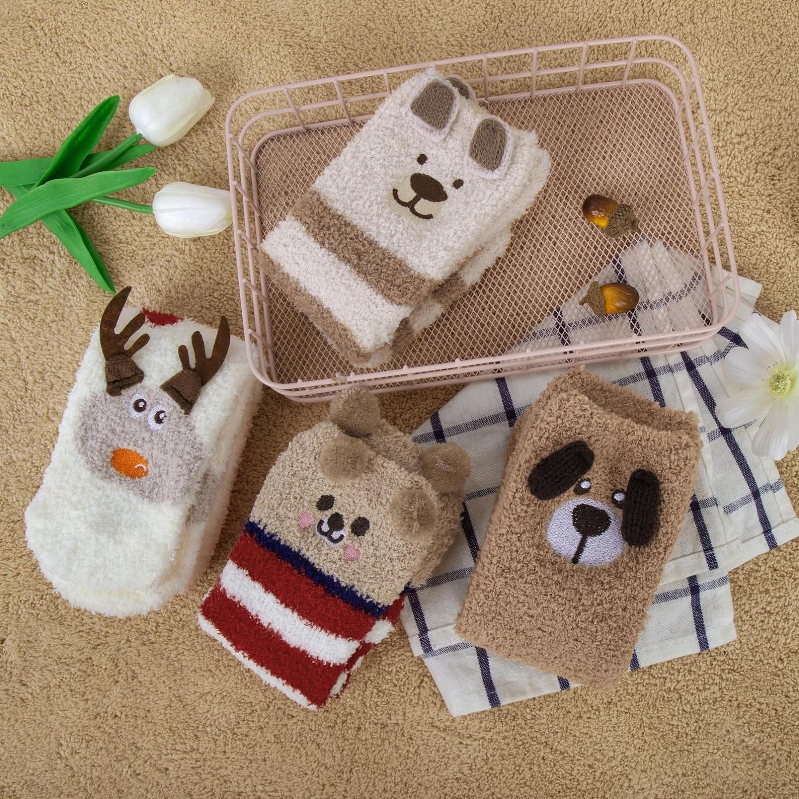 Носки YSense Snug Cuddly Женские Пушистые Зимние Носки Женские Домашние Носки Милый Подарок для Девочек Рождественские Носки Подарок на День рождения Многоразовые, фото №3