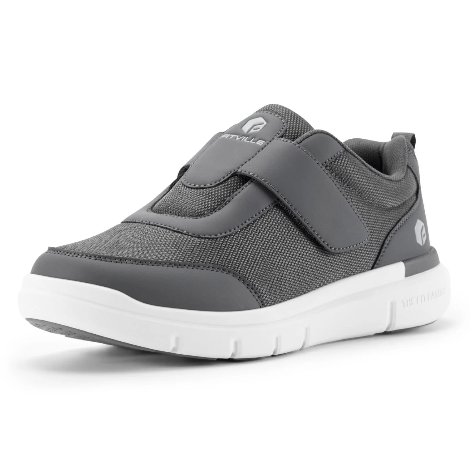 Кроссовки FitVille Мужские Диабетические Экстра Широкие на Липучках Большого Размера Мягкие для Больных Ног Черный Синий Серый Размер 40-50, фото №1